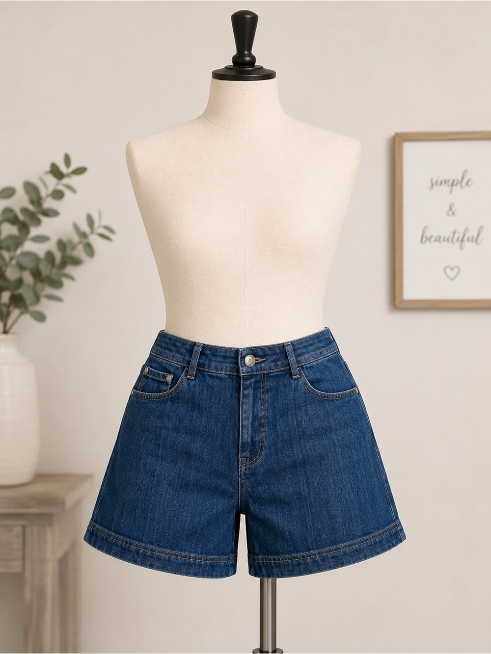 Code Bleu Dark Blue Denim Jean Shorts